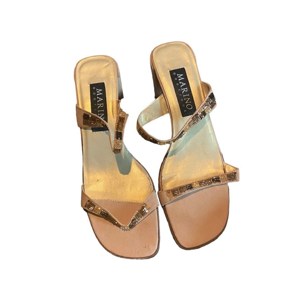 Marino Boutique size 8.5 medium gold shirt heeled sandals excellent condition